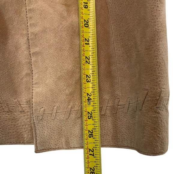 Peter Nygard Petite M Suede Knit Paneled Blazer Jacket Tan‎ Beige Button Front - Picture 7 of 11